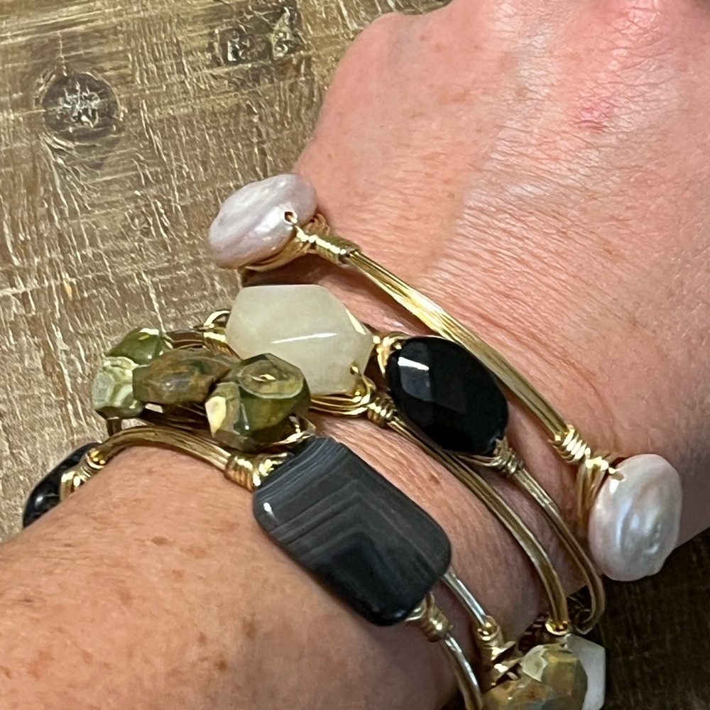 Bourbon and Bow ties stackable bracelets set of 5